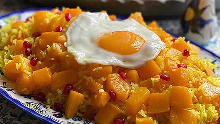 طرز تهیه یک پلو خوشمزه با کدو حلوایی