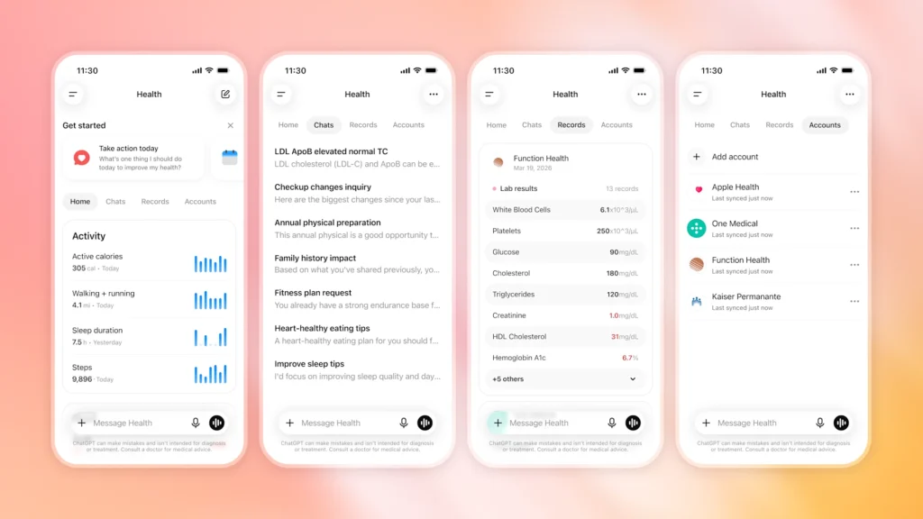 با قابلیت Healt، حالا ChatGPT به دستیار سلامتی تبدیل می‌شود.webp